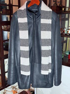 Andrew Marc 100% Lamb Shearling Soft Leather Button-Front Coat Men's Size L - XL